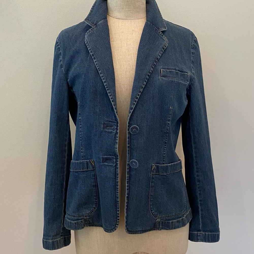 Talbots Womens Denim Blazer / Stretch Denim / Medium Stonewash/ Size 8 - Picture 8 of 10
